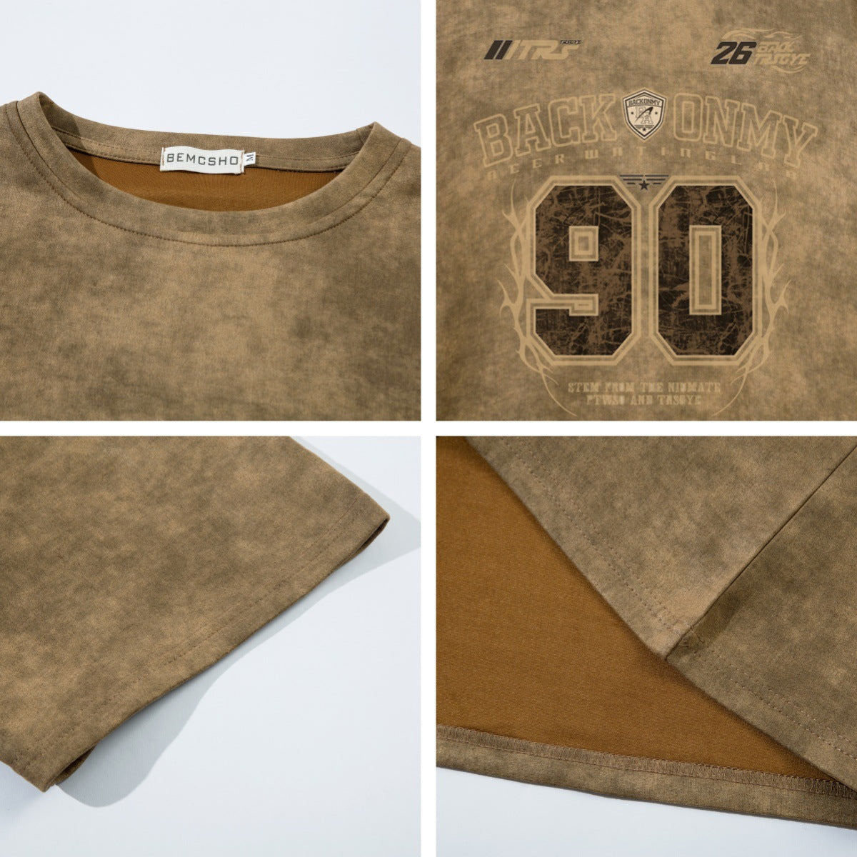 Letter Print Crew Neck Short Sleeve T-Shirt for Men and Women, Loose Casual Half Sleeve Suede Tee Top