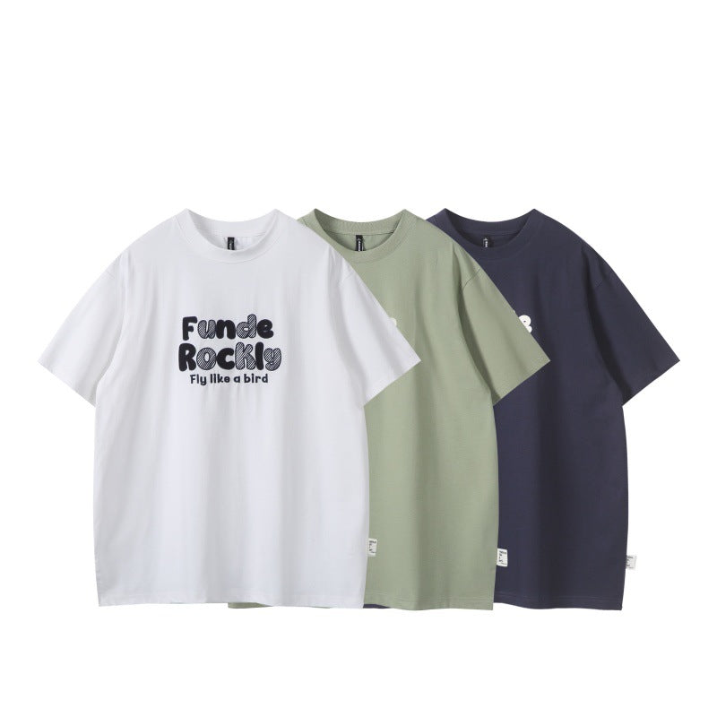 Letter print casual loose men's and women's short sleeves