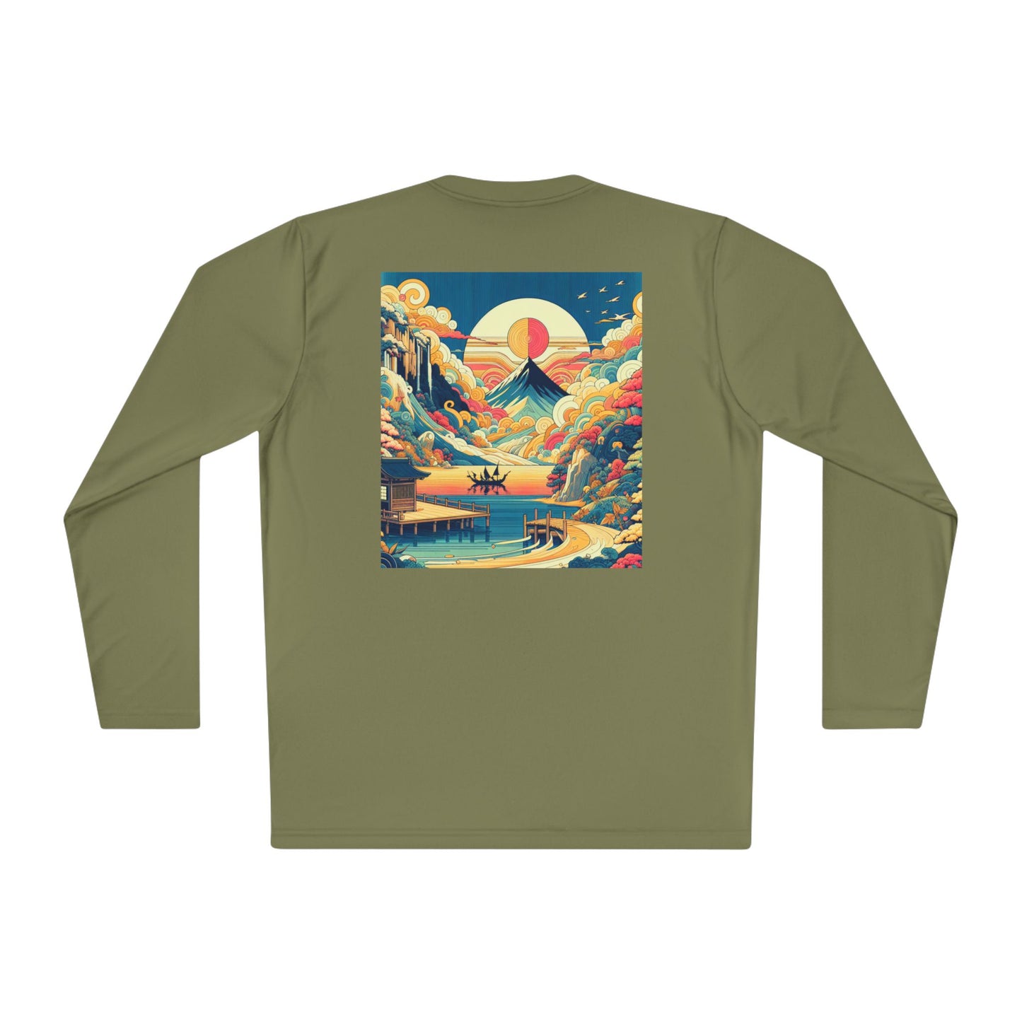 Unisex Lightweight Long Sleeve Tee with Mountain Sunset Design | Perfect for Casual Outings, Travel, Gifts, or Layering in Any Season,