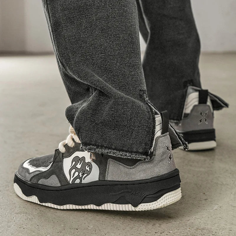 Women Shoes Men Retro Hip-hop Punk Goth Volcano Skateboard Shoes Fashion Sneakers Couple Students Outdoor Sports Casual Shoe