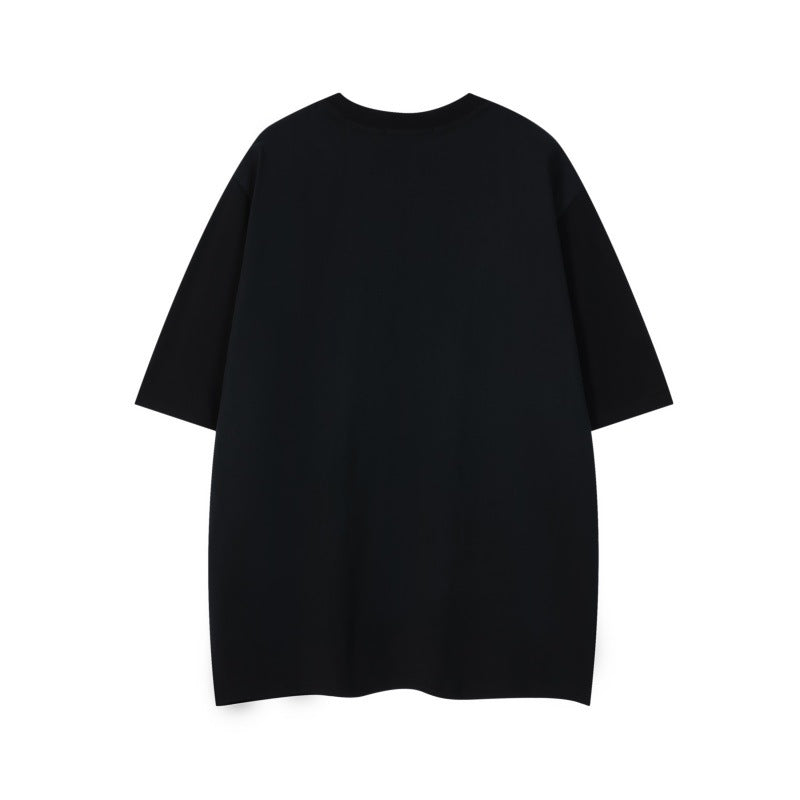 Polar bear plush round neck loose short sleeved T-shirt for men