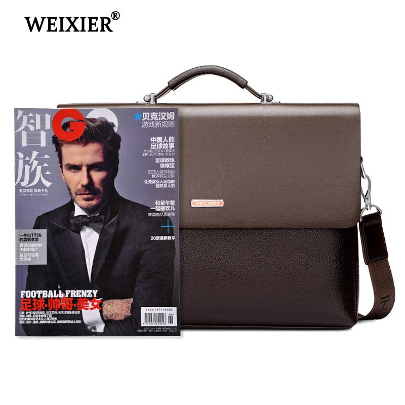 WEIXIER Brand Men High Quality Microfiber Synthetic Leather Tote Fashion Male Bag Messenger Business Handbag Laptop Shoulder Bag
