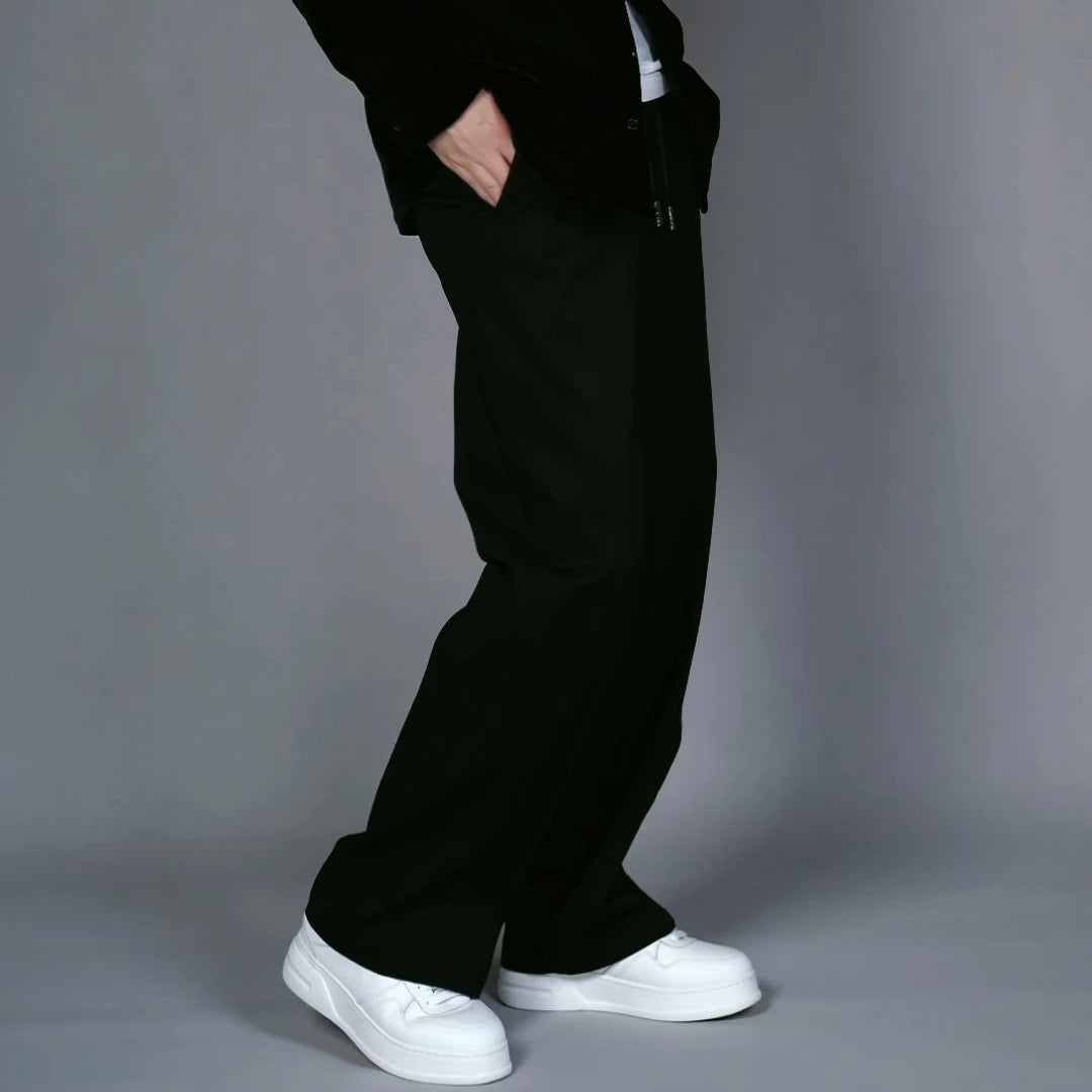 Loose wide leg white minimalist pants with a hanging straight leg feel