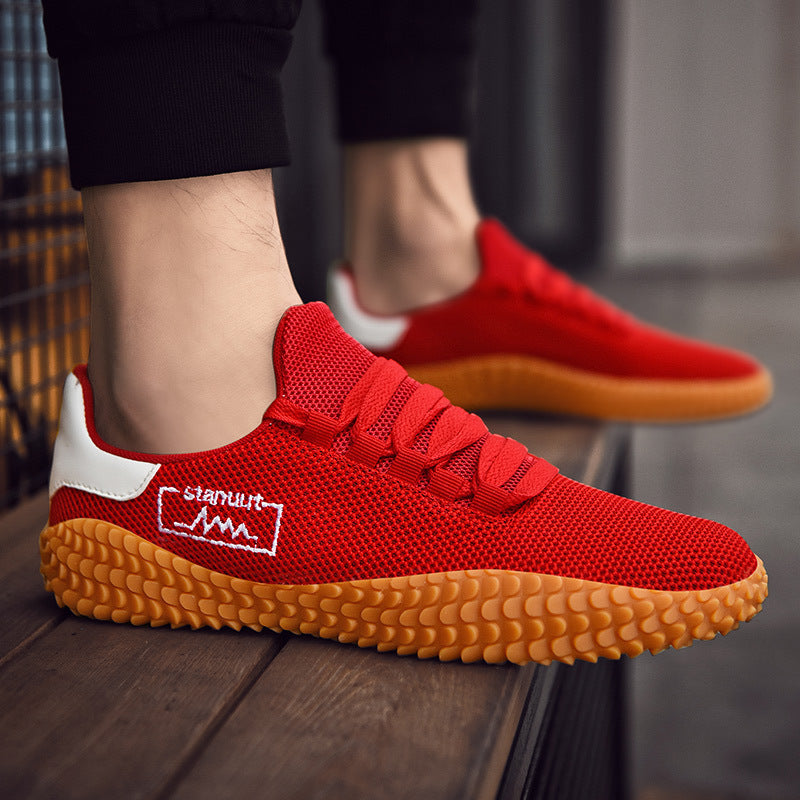 Spring and Summer Flying Woven Casual Shoes Large Men's Shoes Beathable Korean Forrest Gump Sneakers