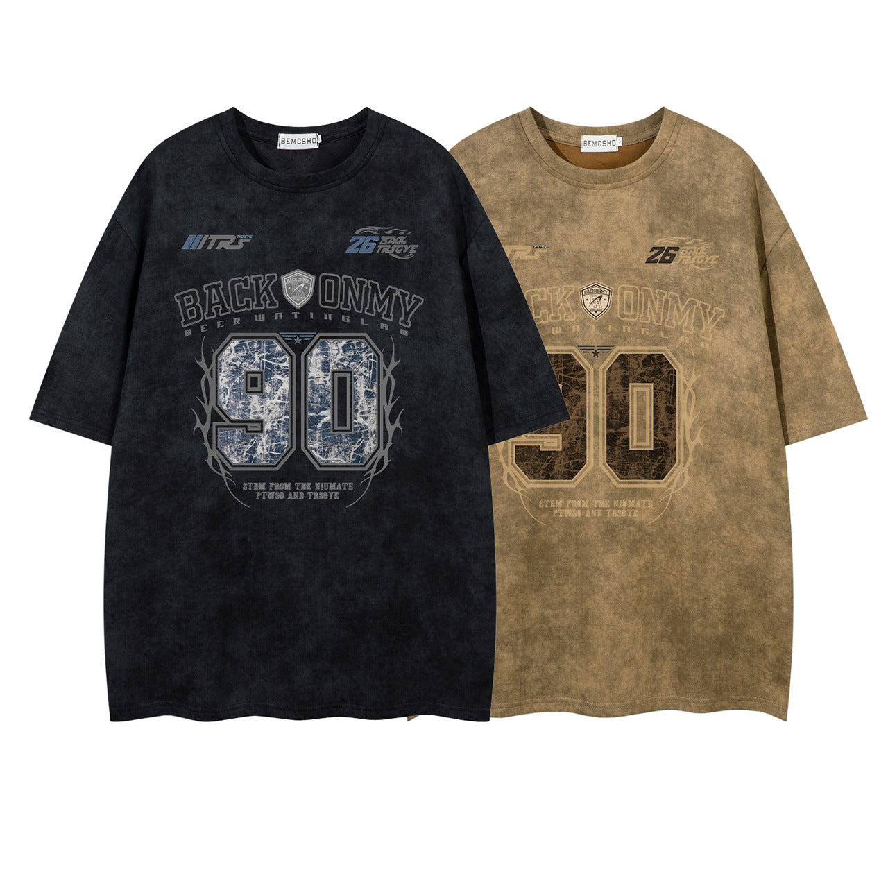 Letter Print Crew Neck Short Sleeve T-Shirt for Men and Women, Loose Casual Half Sleeve Suede Tee Top