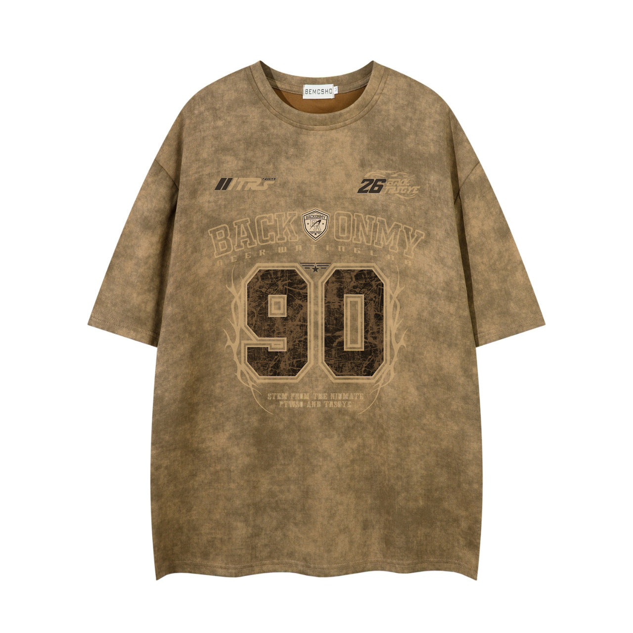 Letter Print Crew Neck Short Sleeve T-Shirt for Men and Women, Loose Casual Half Sleeve Suede Tee Top