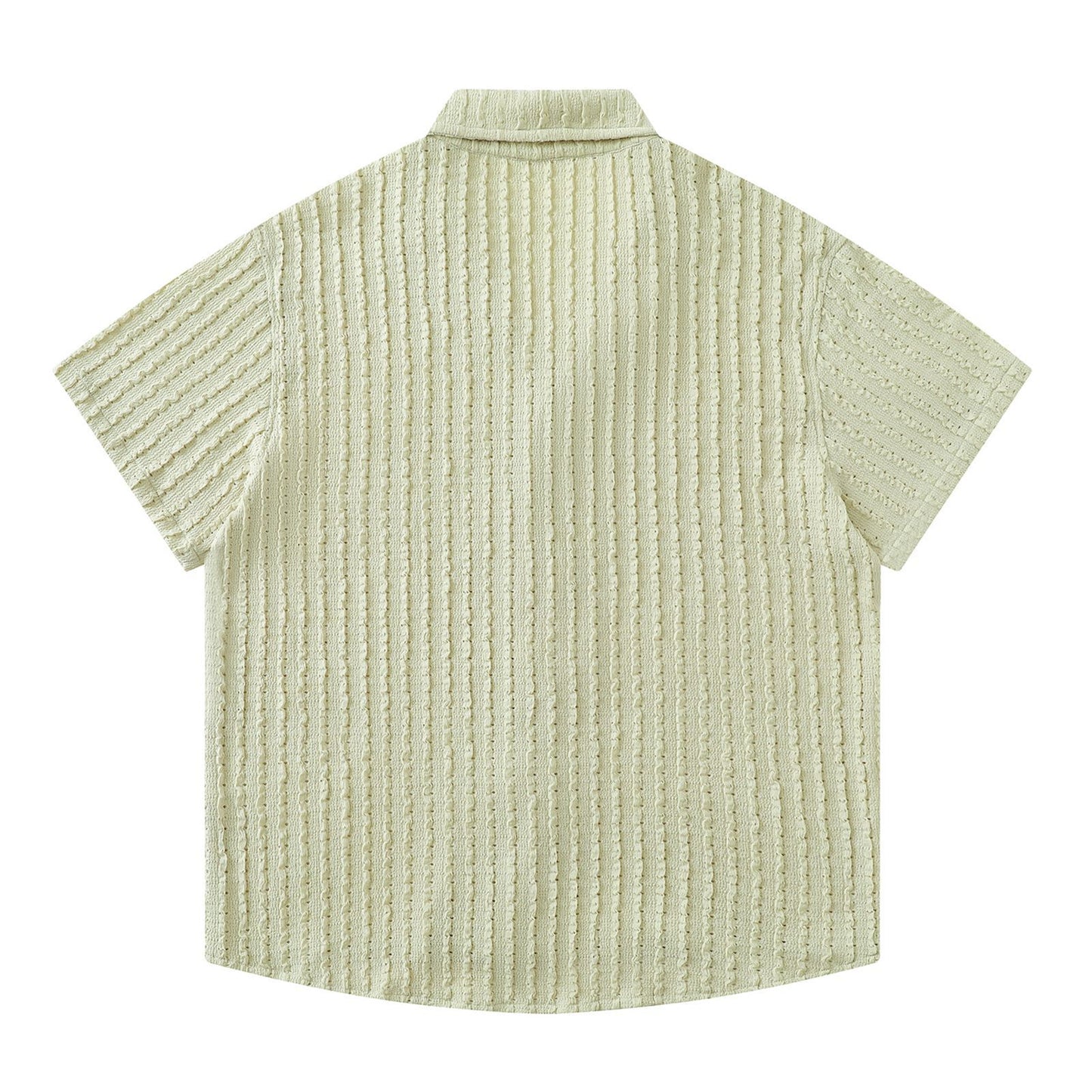 Retro Design Printed Hollow Short Sleeve Shirt for Men and Women, Loose Casual Couple Blouse