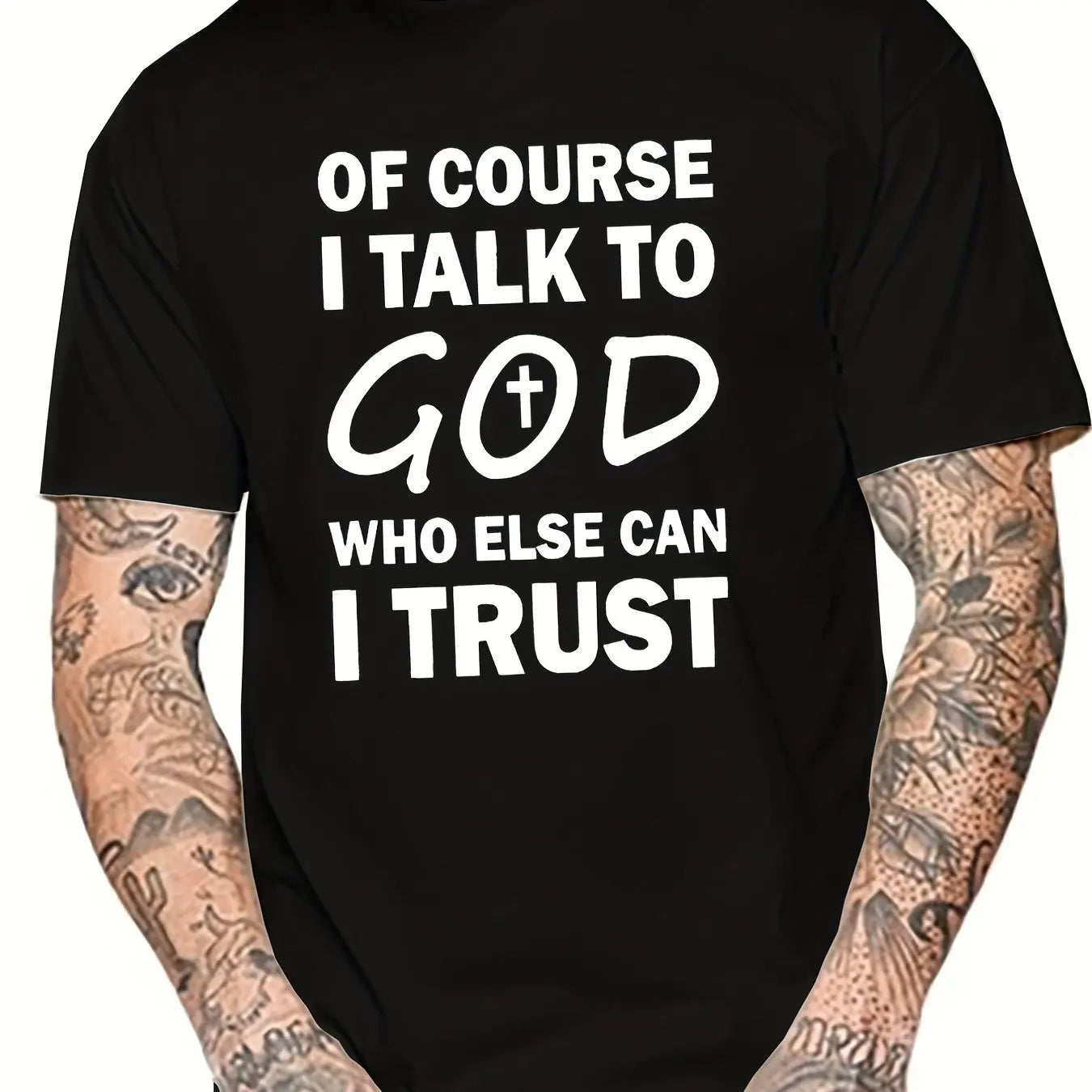 Talk To God Jesus T Shirt Print Tees for Men100% Cotton Casual Short Sleeve for Summer Spring Fall Oversized Tops As Gifts