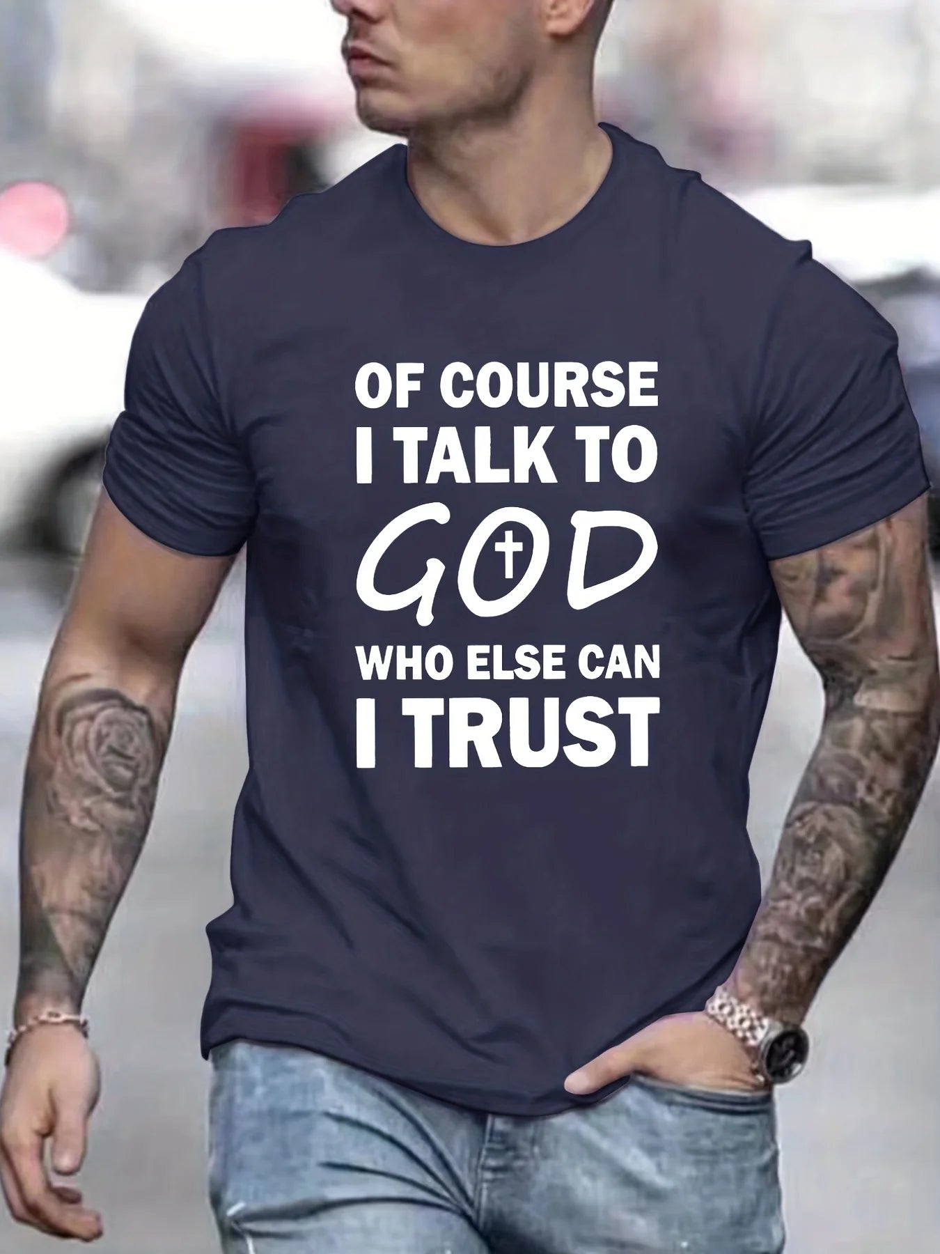 Talk To God Jesus T Shirt Print Tees for Men100% Cotton Casual Short Sleeve for Summer Spring Fall Oversized Tops As Gifts