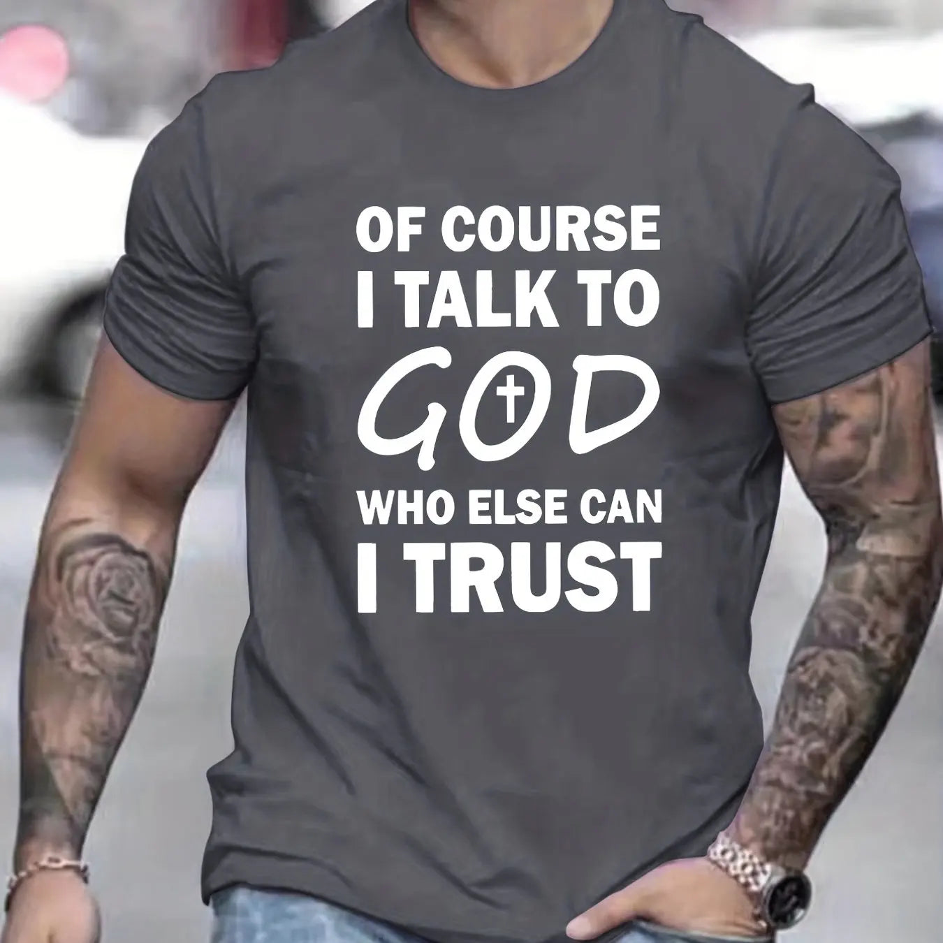 Talk To God Jesus T Shirt Print Tees for Men100% Cotton Casual Short Sleeve for Summer Spring Fall Oversized Tops As Gifts