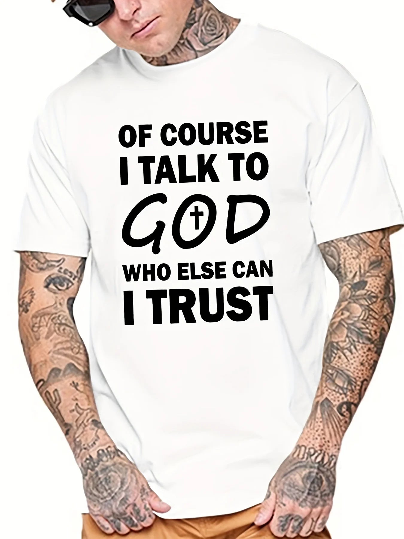 Talk To God Jesus T Shirt Print Tees for Men100% Cotton Casual Short Sleeve for Summer Spring Fall Oversized Tops As Gifts