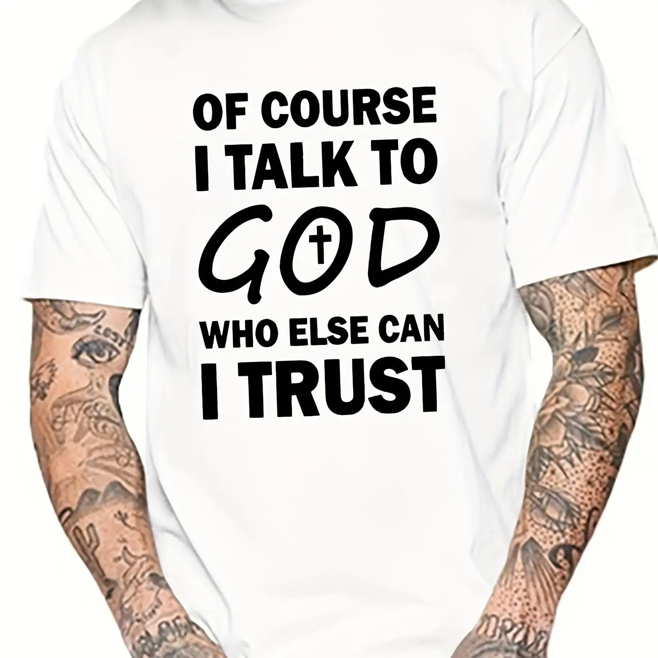 Talk To God Jesus T Shirt Print Tees for Men100% Cotton Casual Short Sleeve for Summer Spring Fall Oversized Tops As Gifts