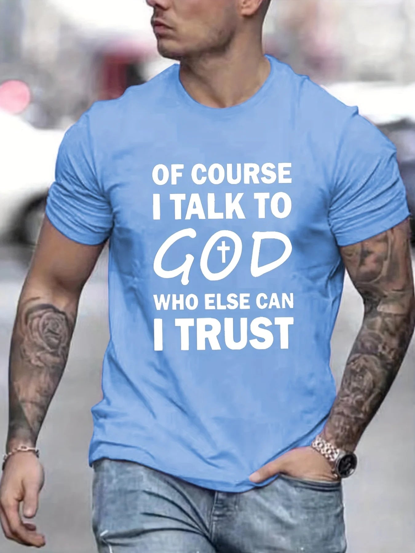 Talk To God Jesus T Shirt Print Tees for Men100% Cotton Casual Short Sleeve for Summer Spring Fall Oversized Tops As Gifts