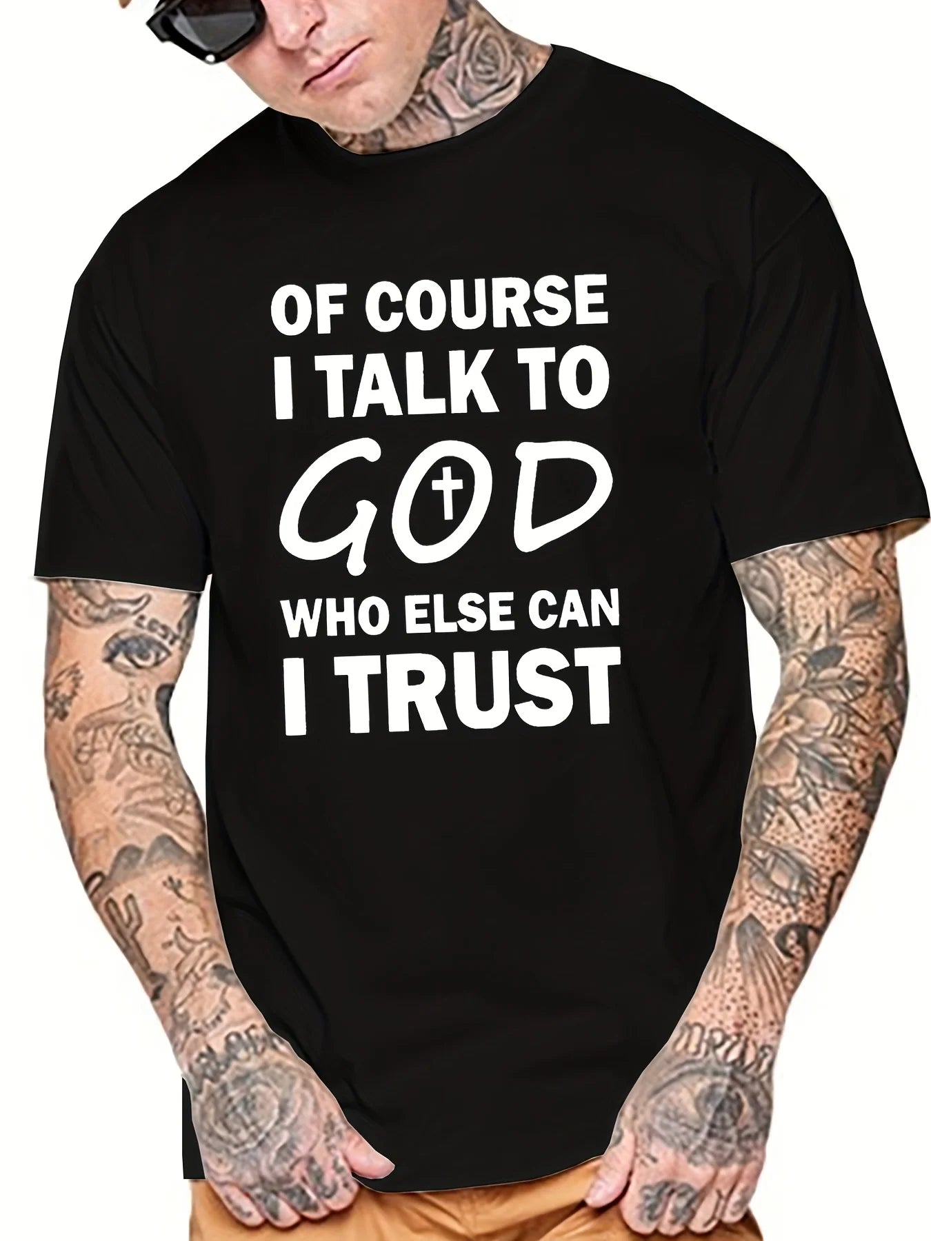 Talk To God Jesus T Shirt Print Tees for Men100% Cotton Casual Short Sleeve for Summer Spring Fall Oversized Tops As Gifts