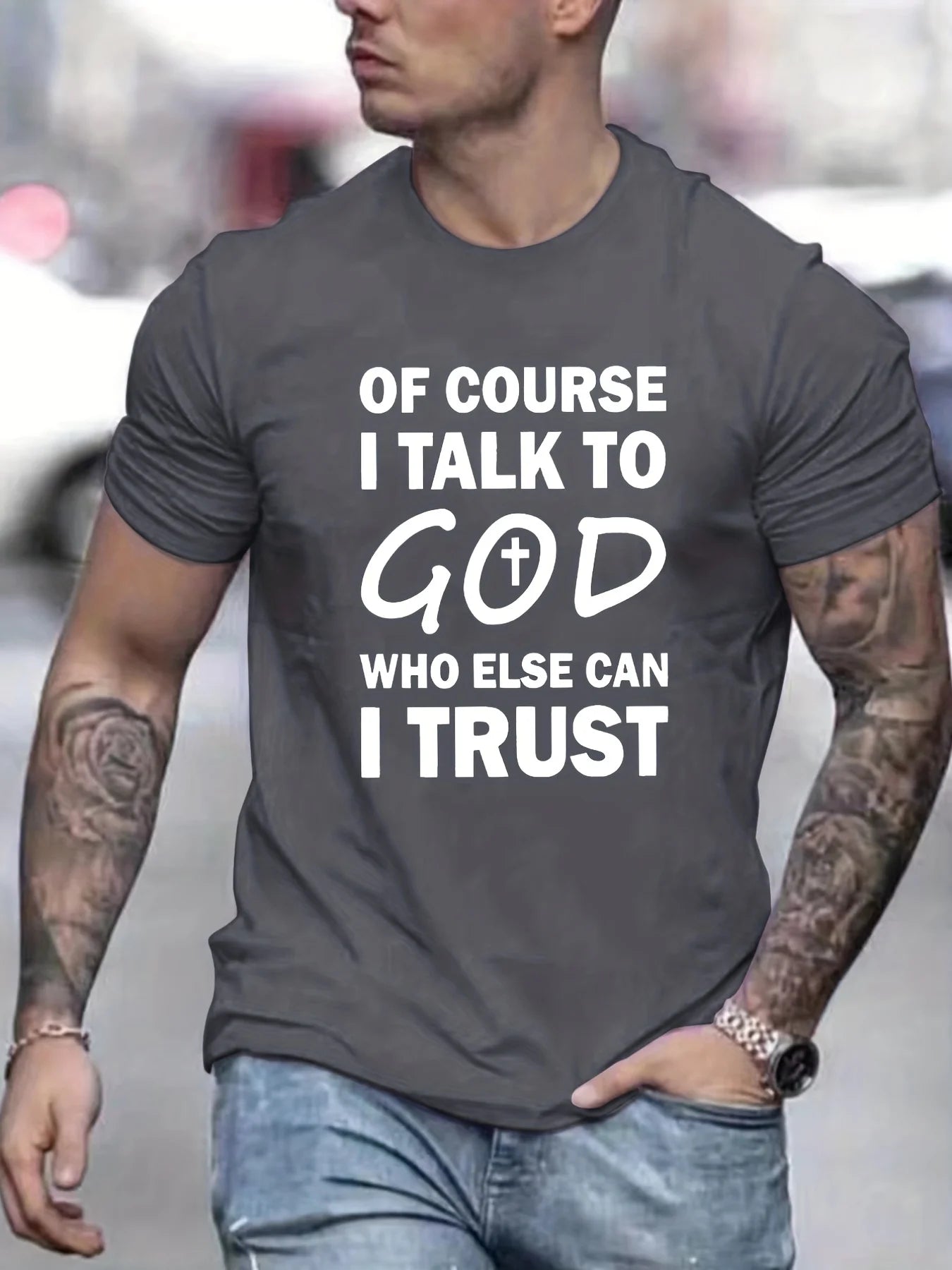 Talk To God Jesus T Shirt Print Tees for Men100% Cotton Casual Short Sleeve for Summer Spring Fall Oversized Tops As Gifts