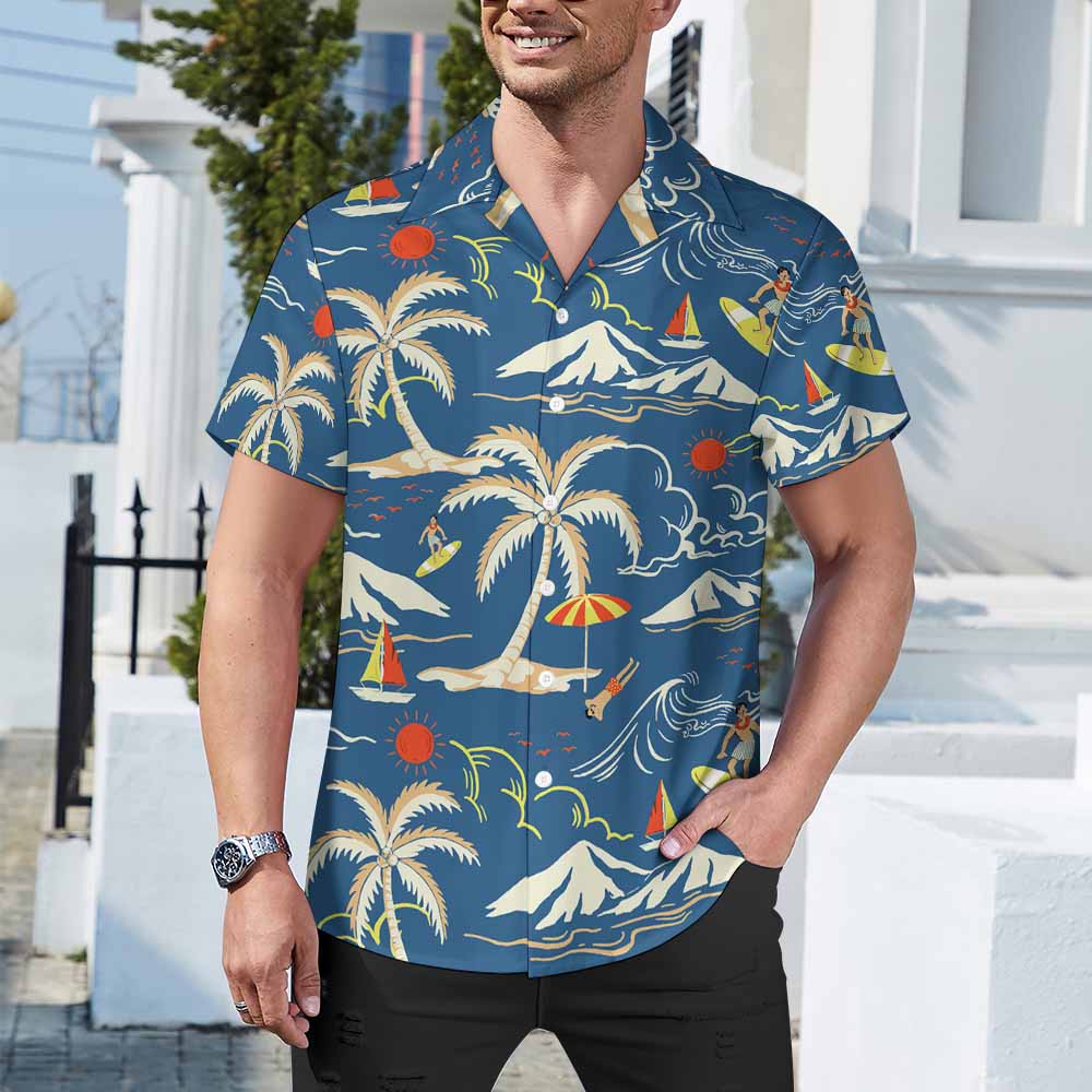 Stylish 2025 New upgrade Cuban collar shirt in vibrant design, made from soft premium four-way stretch fabric.
