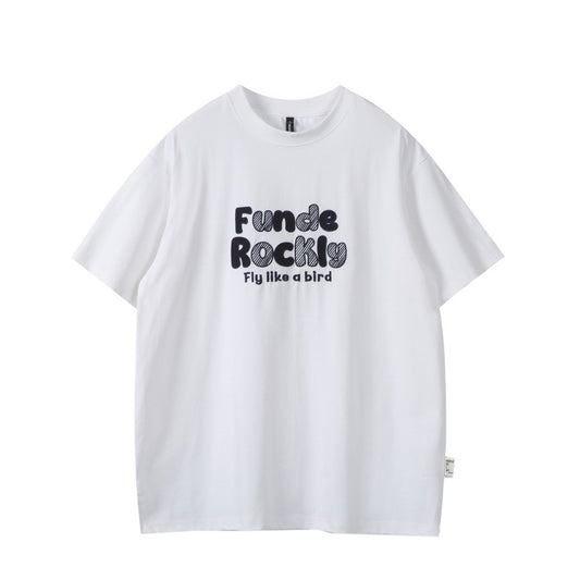Letter print casual loose men's and women's short sleeves