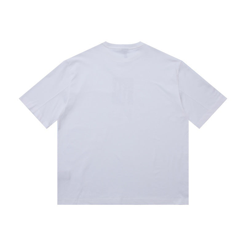 Explosive letter print round neck loose casual short sleeved shirt