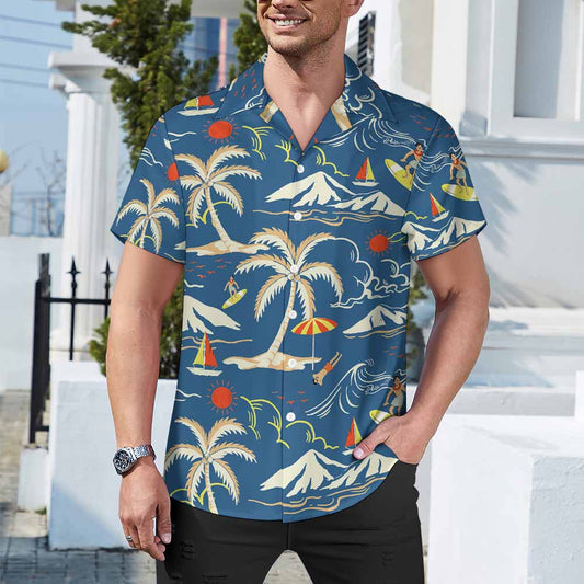 Stylish 2025 New upgrade Cuban collar shirt in vibrant design, made from soft premium four-way stretch fabric.